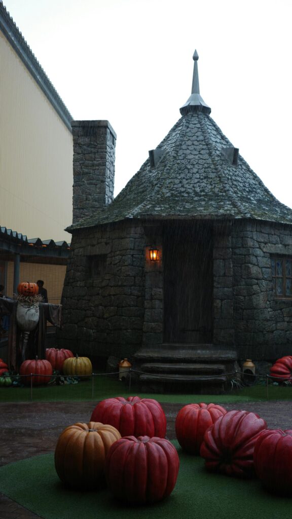 Hagrid Hut Fantasy Cottage Rainy Day Halloween Decor Wallpaper