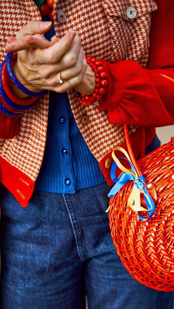 Vibrant Fashionable Style with Red and Blue Accessories Mobile Wallpaper