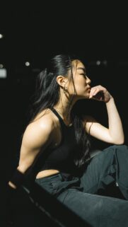Stunning Asian Woman Portrait Dramatic Lighting Phone Wallpaper