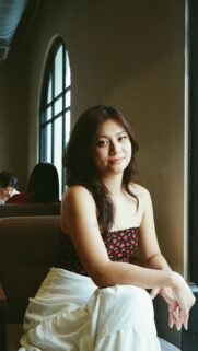 Beautiful Young Asian Woman in Floral Tube Top Portrait Wallpaper