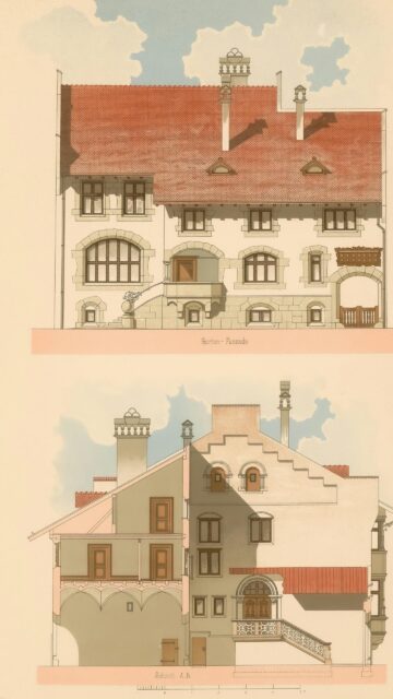 Vintage Architectural Blueprint House Design Premium Mobile Wallpaper