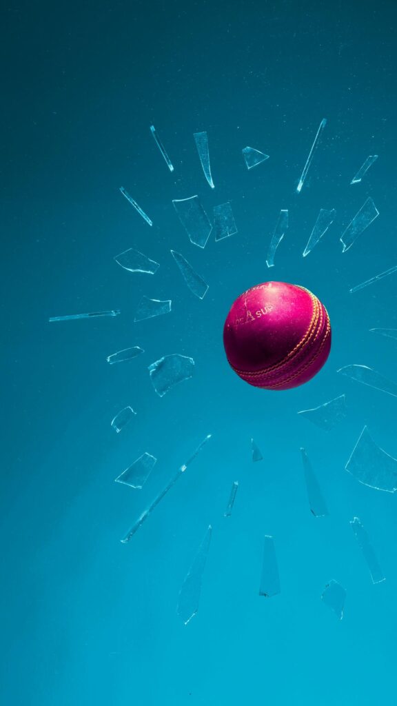 Pink Cricket Ball Crashing Through Glass Shatter HD Mobile Wallpaper