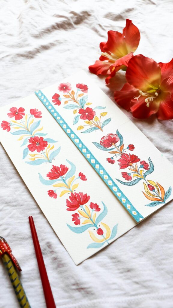 Elegant Watercolor Floral Art Design for Mobile Screen Wallpaper