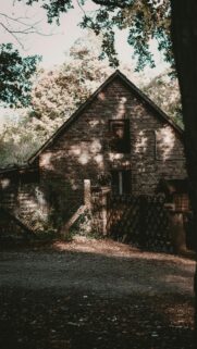 Rustic Brick Country House in Forest Garden Mobile Wallpaper
