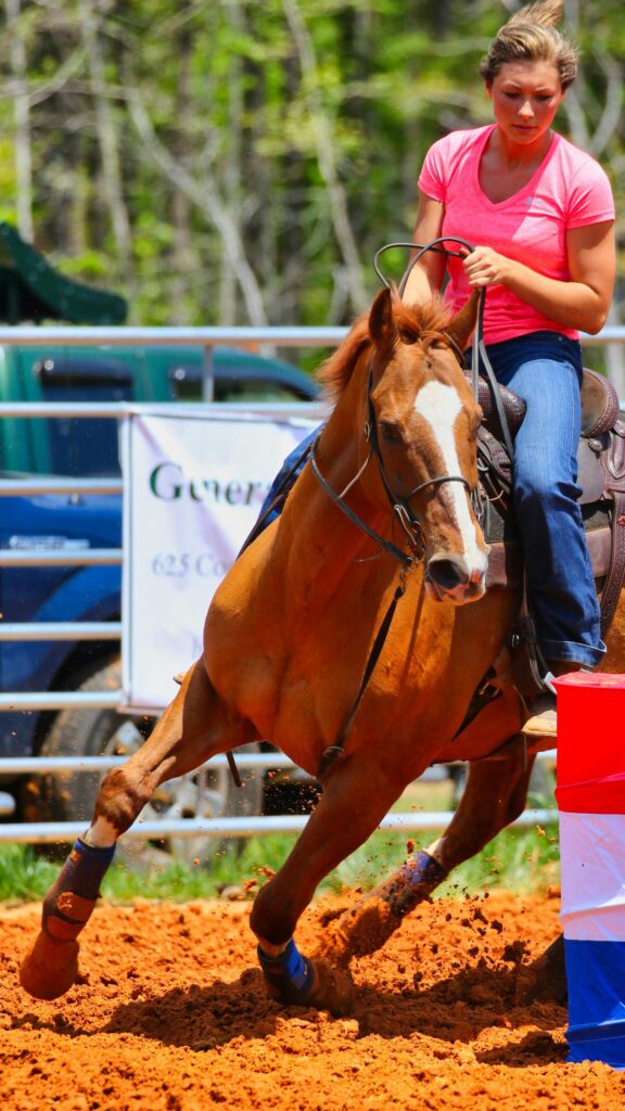 Competitive Barrel Racing Horse and Rider Action Phone Wallpaper
