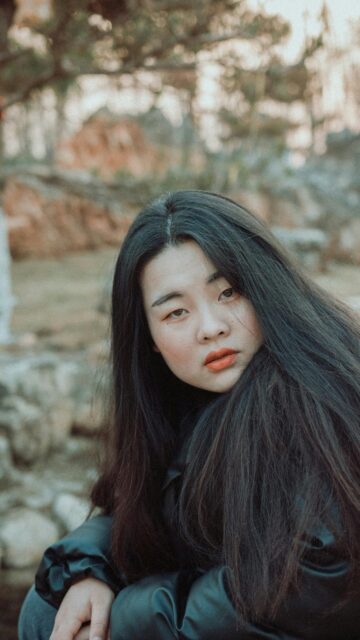 Beautiful Young Asian Woman Portrait Natural Lighting Phone Wallpaper