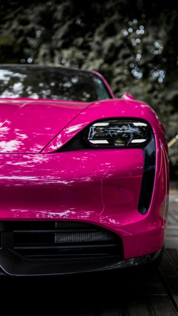 Stunning Hot Pink Porsche Taycan Sports Car Mobile Wallpaper