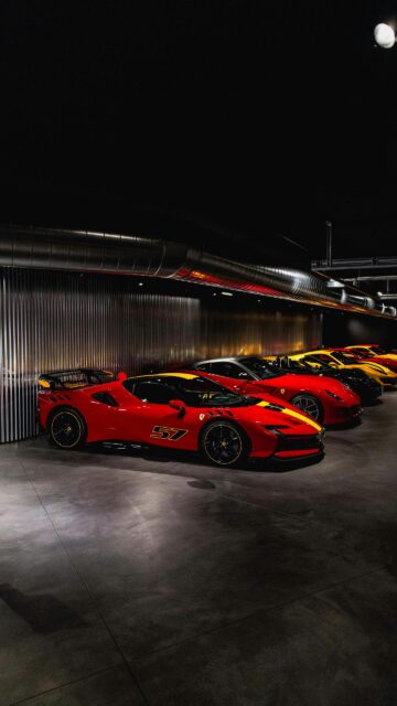Stunning Ferrari 57 Supercar Garage Mobile Phone Wallpaper
