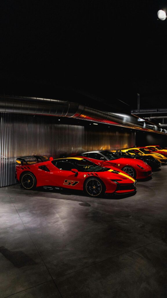 Stunning Ferrari 57 Supercar Garage Mobile Phone Wallpaper