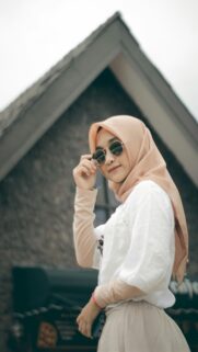 Stylish Hijab Girl with Sunglasses Outdoor Aesthetic Phone Wallpaper