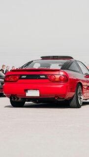 Red Nissan 240SX Sports Car Rear View Mobile Wallpaper