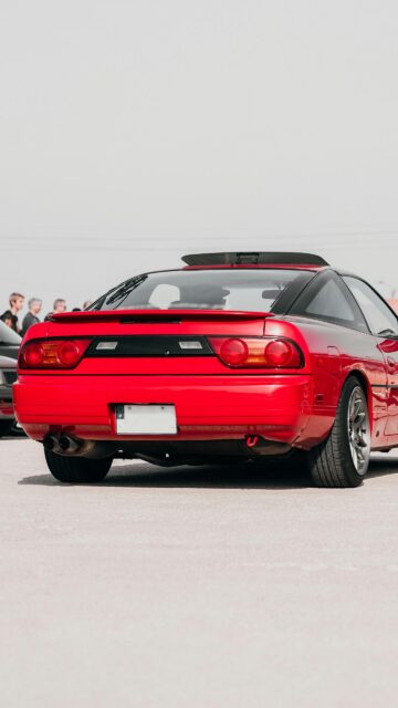 Red Nissan 240SX Sports Car Rear View Mobile Wallpaper