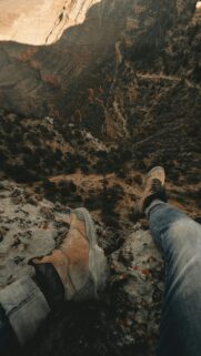 Grand Canyon Edge Adventure Hiking Boots First Person View Wallpaper