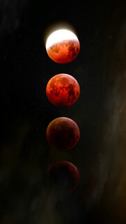 Mystical Lunar Eclipse Phases and Red Moon Spiritual Energy Wallpaper