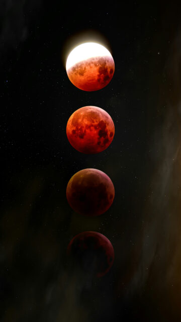 Mystical Lunar Eclipse Phases and Red Moon Spiritual Energy Wallpaper