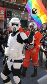 Star Wars Biker Scout and Rebel Pilot Pride Parade Wallpaper