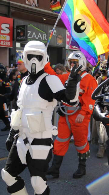 Star Wars Biker Scout and Rebel Pilot Pride Parade Wallpaper