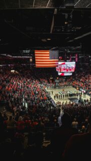 Arizona Wildcats Basketball Arena Crowd American Flag 4K Phone Wallpaper