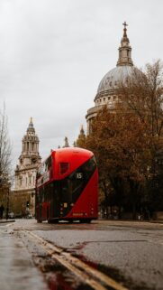 Iconic Red London Bus by St Paul’s Cathedral Phone Wallpaper