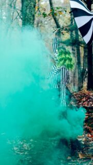Beetlejuice Inspired Green Smoke and Stripes Phone Wallpaper