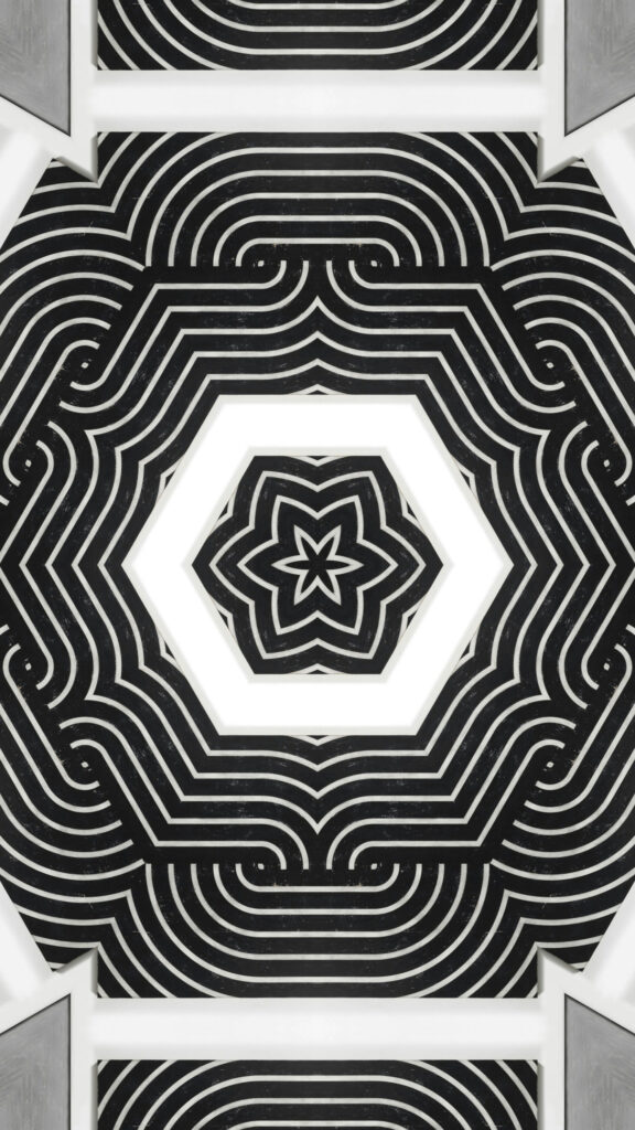 Sacred Geometry Mandala Energy Flow Minimalist Black and White Wallpaper