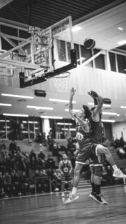 Black and White Basketball Player Action Shot Mobile Wallpaper