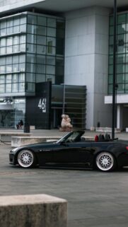 Sleek Black Honda S2000 Stanced Sports Car Mobile Wallpaper