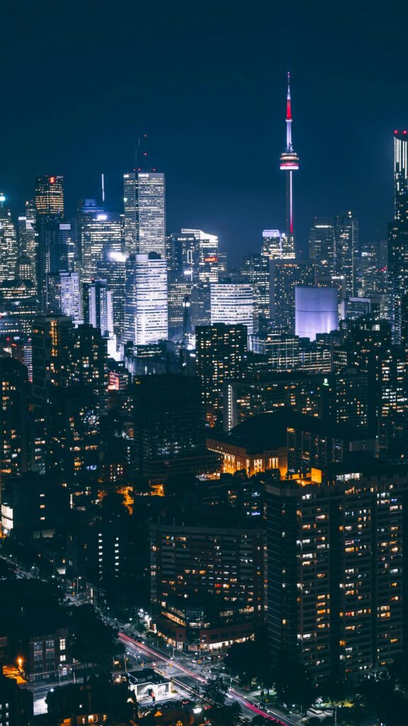 Breathtaking Toronto Skyline Cityscape Night Mobile Wallpaper