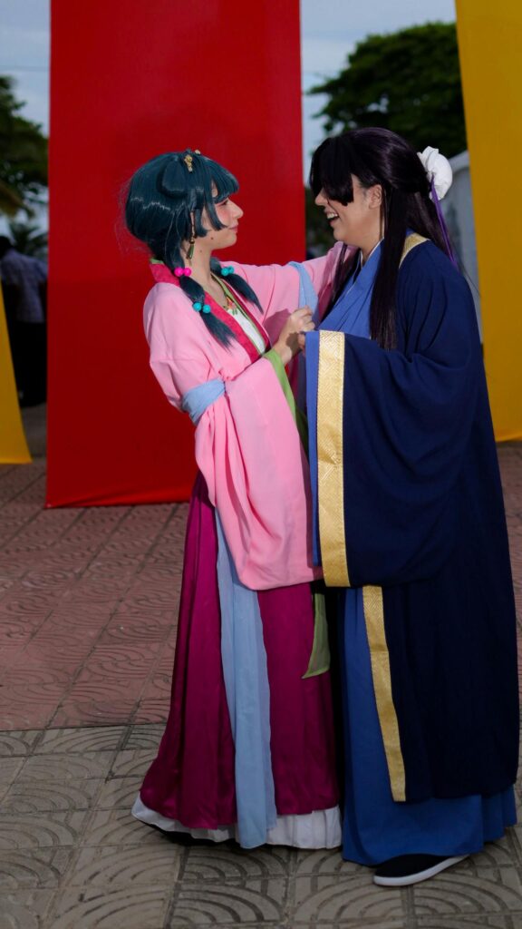 Anime Cosplay Couple in Traditional Asian Attire Aesthetic Wallpaper
