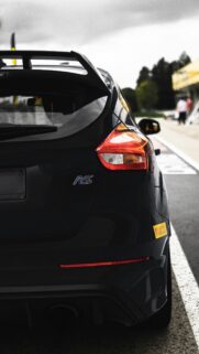 Black Ford Focus RS Sports Car Rear View Mobile Phone Wallpaper