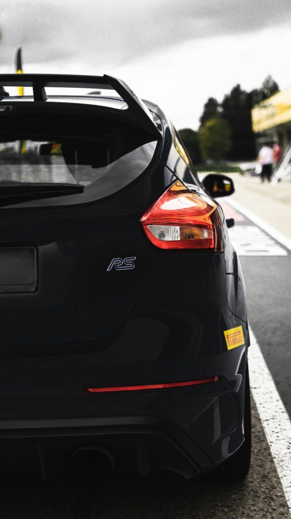 Black Ford Focus RS Sports Car Rear View Mobile Phone Wallpaper
