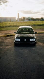 Stanced Black Volkswagen Golf Mk3 Low Profile Mobile Wallpaper
