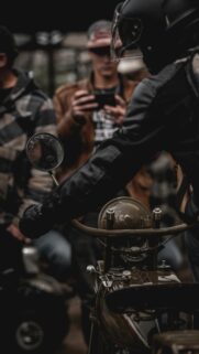 Vintage Military Motorcycle Rider Close Up Mobile Wallpaper