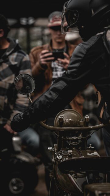 Vintage Military Motorcycle Rider Close Up Mobile Wallpaper