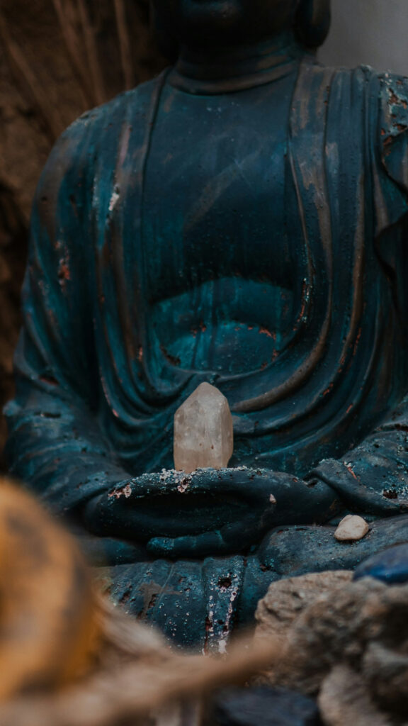 Zen Buddha Meditation with Clear Quartz Crystal Spiritual Energy Wallpaper