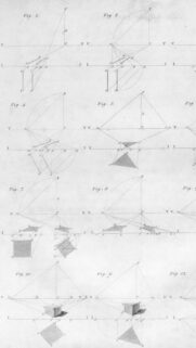 Vintage Architectural Perspective Geometry Technical Drawing Wallpaper