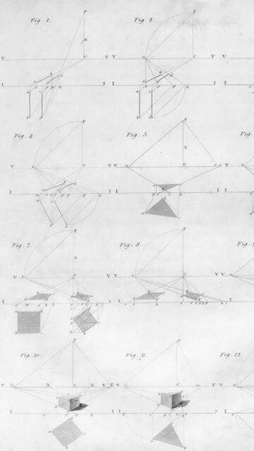 Vintage Architectural Perspective Geometry Technical Drawing Wallpaper