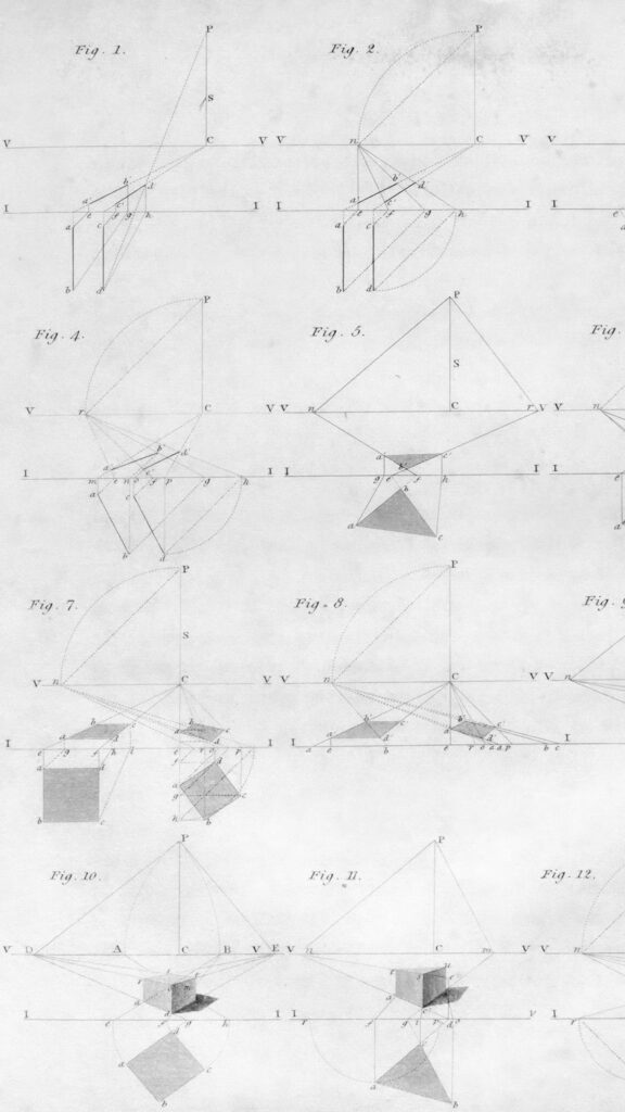 Vintage Architectural Perspective Geometry Technical Drawing Wallpaper
