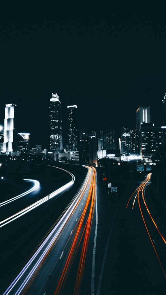 Stunning Atlanta Cityscape Highway Long Exposure Phone Wallpaper