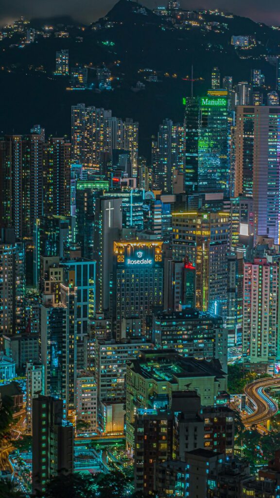Stunning Hong Kong Urban Nightscape Phone Wallpaper