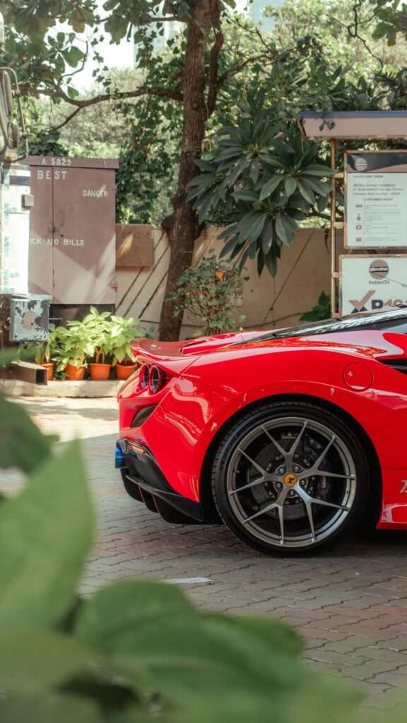 Stunning Red Ferrari F8 Tributo Side Profile Sports Car Wallpaper