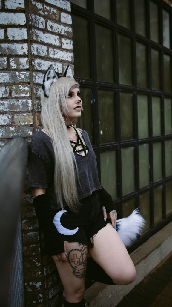 Gothic Wolf Girl Cosplay Aesthetic Dark Fantasy Mobile Wallpaper