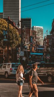 Chinatown San Francisco Street Scene with Pedestrians Mobile Wallpaper