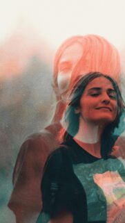 Dreamy Double Exposure Portrait of a Young Woman Mobile Wallpaper