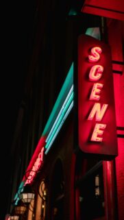 Neon SCENE Sign Vertical Street Night City Aesthetic Phone Wallpaper