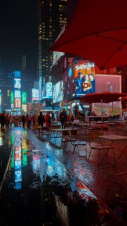Times Square Night Rain Cinematic Cityscape Mobile Wallpaper