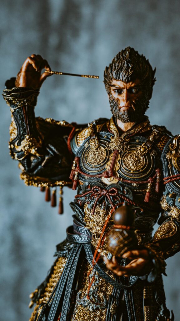Sun Wukong Monkey King Detailed Warrior Golden Armor Phone Wallpaper