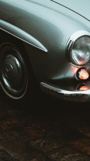 Classic Vintage Silver Car Close-Up Mobile Wallpaper