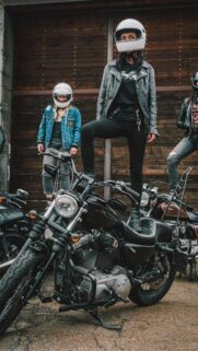 Biker Women on Harley Davidson Motorcycles Urban Street Style Wallpaper