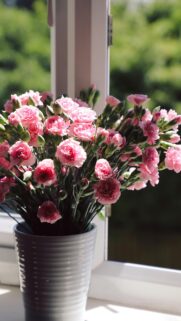 Elegant Pink Carnations in Sunlight Phone Wallpaper